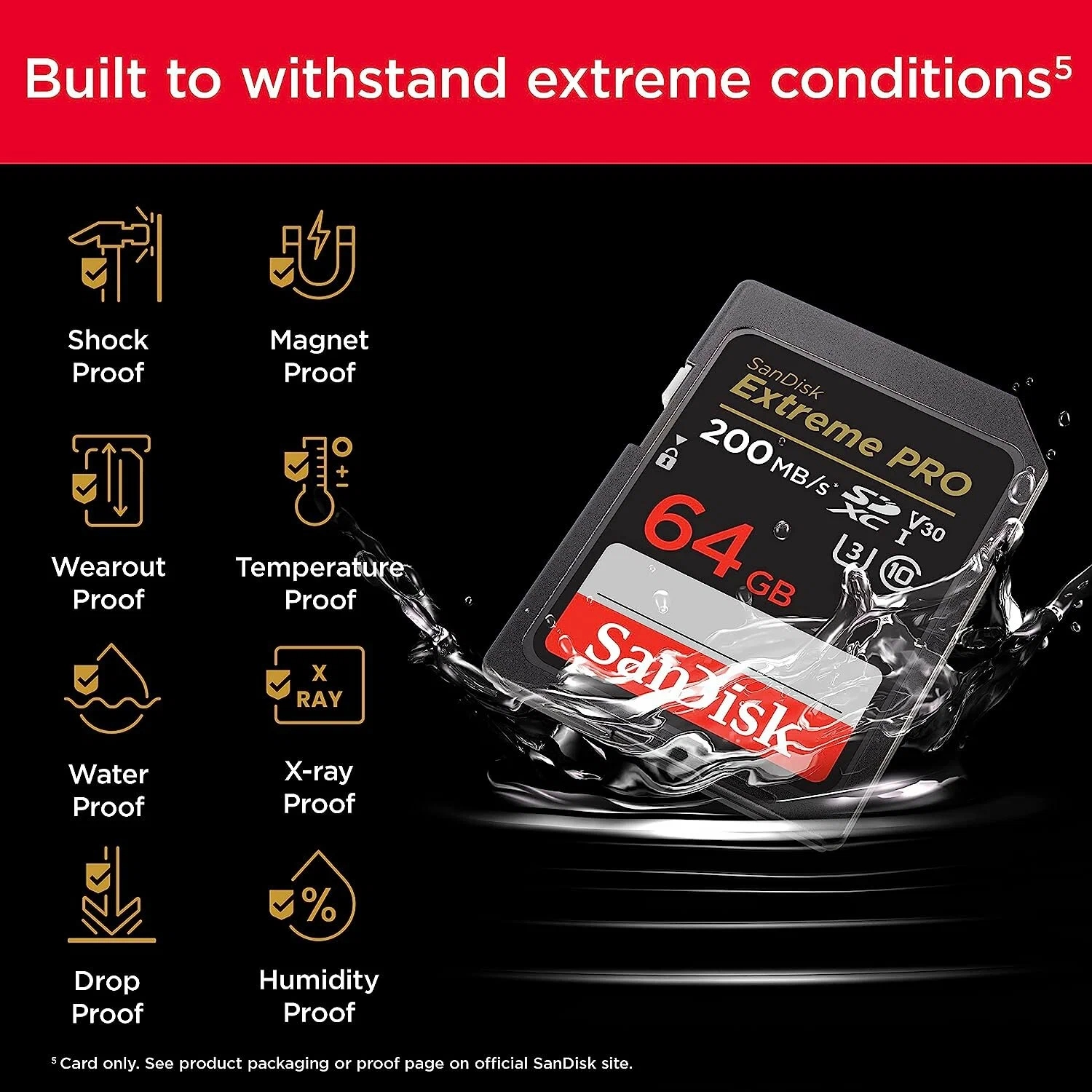 Карта памяти SanDisk Extreme Pro SDXC 64Gb  Class10  UHS-I U3 V30 (200/90 Mb/s)